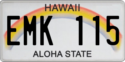 HI license plate EMK115