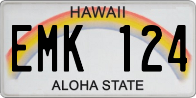 HI license plate EMK124
