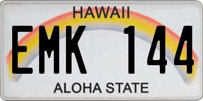 HI license plate EMK144