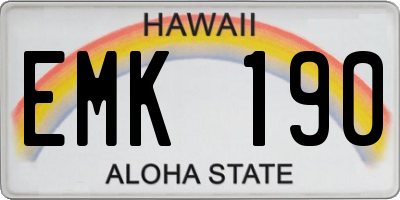HI license plate EMK190