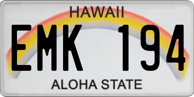 HI license plate EMK194
