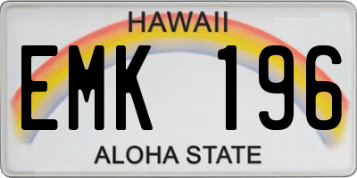 HI license plate EMK196