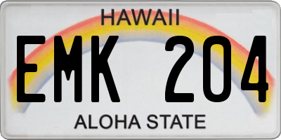 HI license plate EMK204