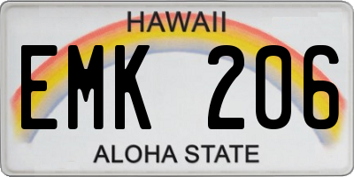 HI license plate EMK206