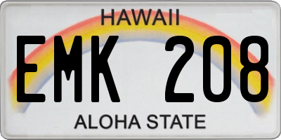 HI license plate EMK208