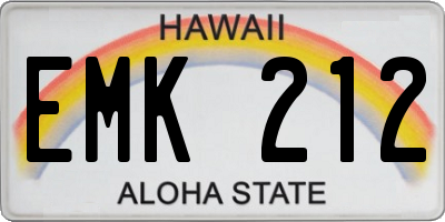 HI license plate EMK212