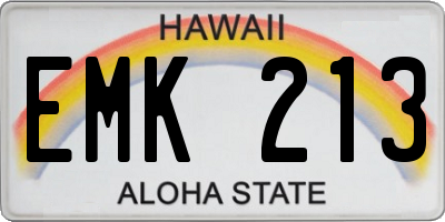 HI license plate EMK213