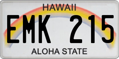 HI license plate EMK215