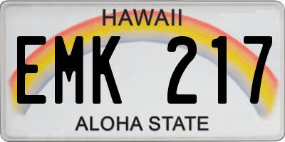 HI license plate EMK217