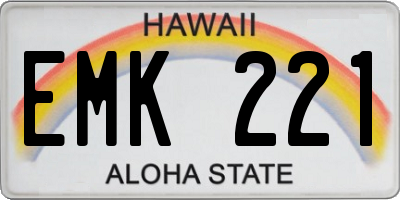 HI license plate EMK221