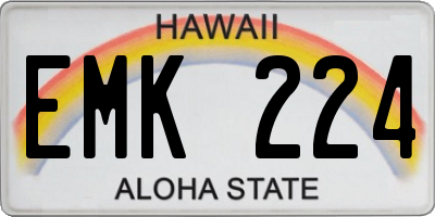 HI license plate EMK224