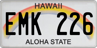 HI license plate EMK226