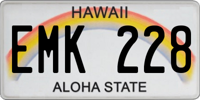 HI license plate EMK228