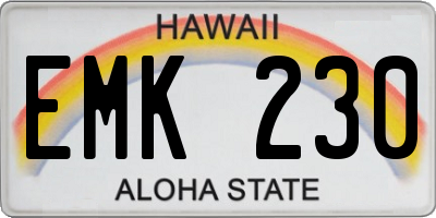 HI license plate EMK230