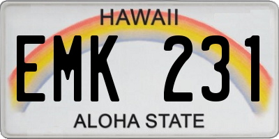 HI license plate EMK231