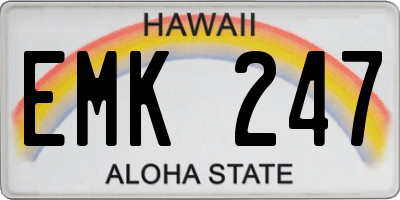 HI license plate EMK247