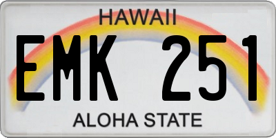 HI license plate EMK251