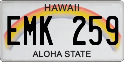 HI license plate EMK259