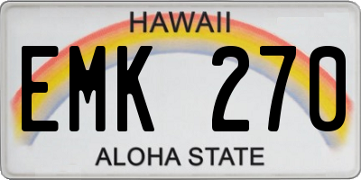 HI license plate EMK270