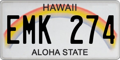 HI license plate EMK274