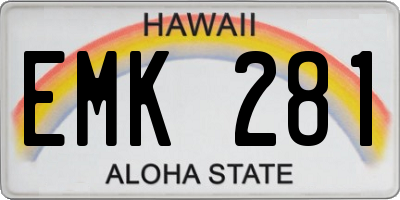 HI license plate EMK281