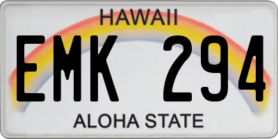 HI license plate EMK294