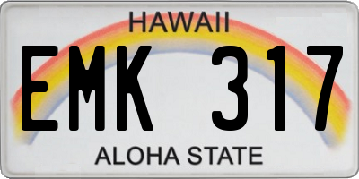 HI license plate EMK317
