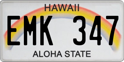 HI license plate EMK347