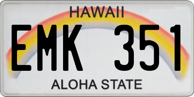 HI license plate EMK351