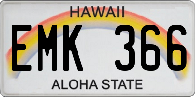 HI license plate EMK366