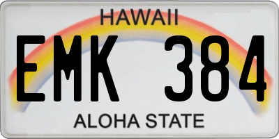 HI license plate EMK384