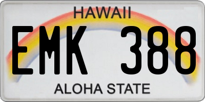 HI license plate EMK388