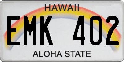HI license plate EMK402