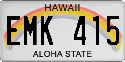 HI license plate EMK415