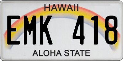 HI license plate EMK418
