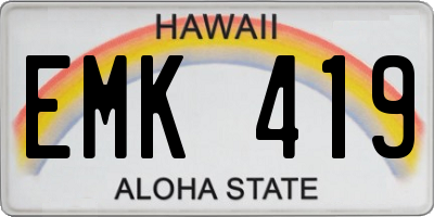 HI license plate EMK419