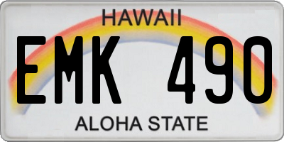 HI license plate EMK490