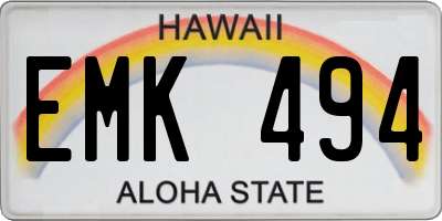 HI license plate EMK494