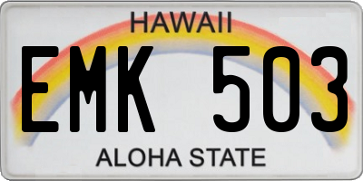 HI license plate EMK503