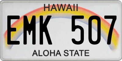 HI license plate EMK507
