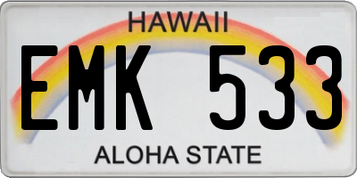 HI license plate EMK533