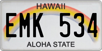 HI license plate EMK534