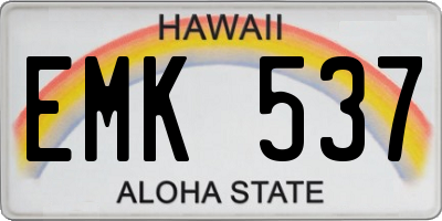 HI license plate EMK537