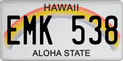 HI license plate EMK538