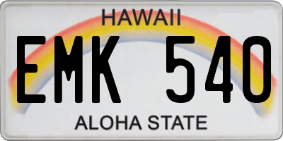 HI license plate EMK540