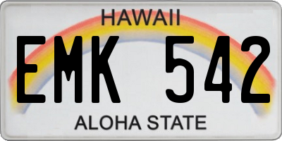 HI license plate EMK542