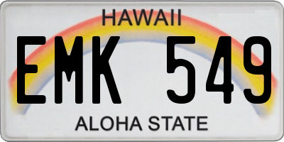 HI license plate EMK549