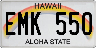 HI license plate EMK550