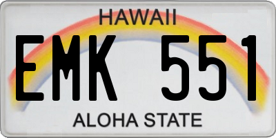 HI license plate EMK551
