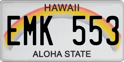 HI license plate EMK553